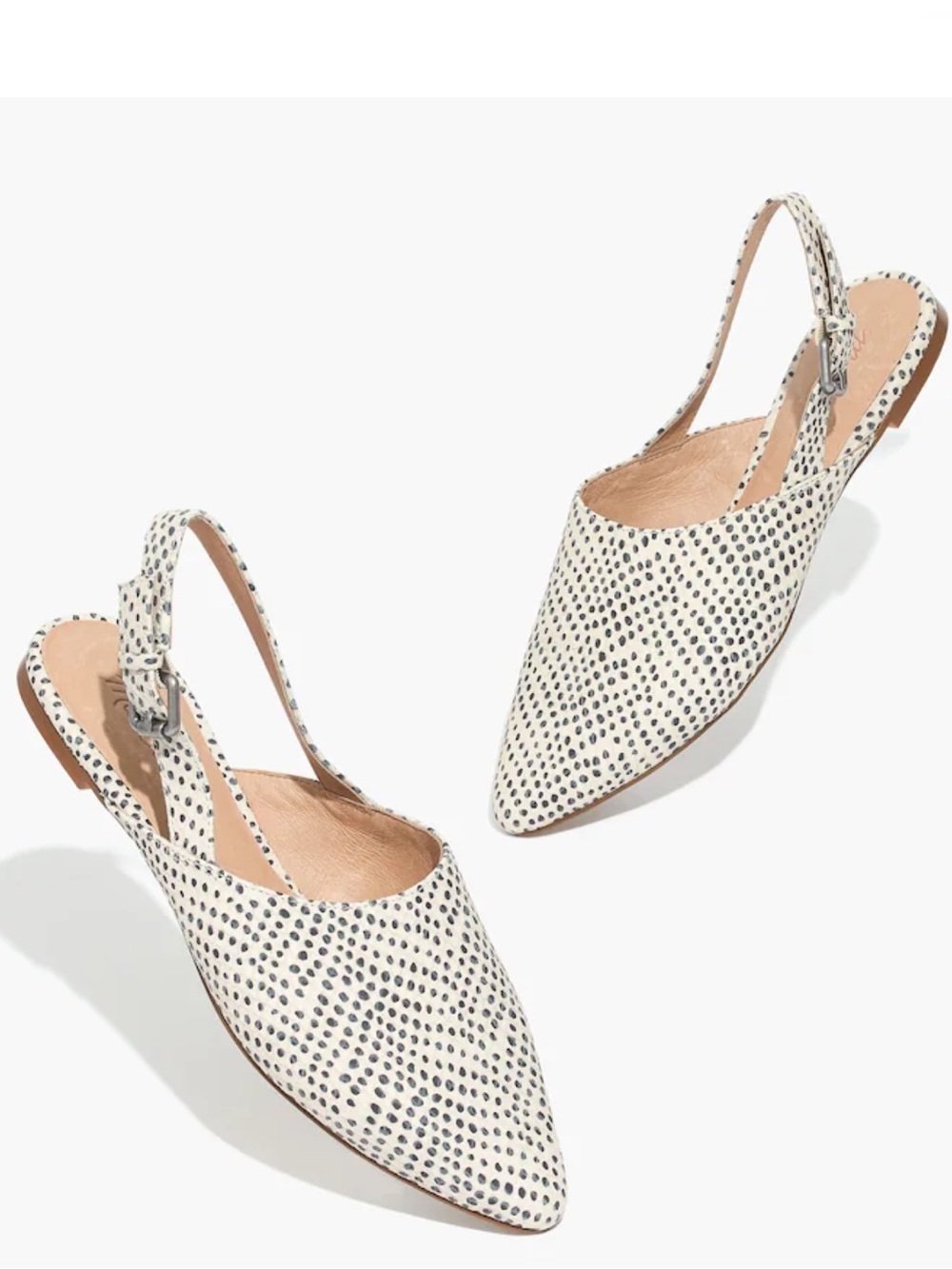 Madwell Remi Slingback Flat in Spotted Stamped Leather, size 6.5